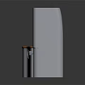 Modern Reception Desk With Silver Body Brown Countertop G1 Logo And Shelf Cabinet