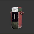 Red And Green Cylindrical Household Storage Container With Transparent Window And Small Buttons