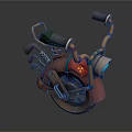 Vintage Style Motorcycle With Copper Body Mechanical Details And Red Accents Black Seat