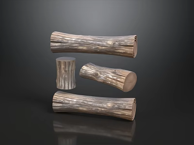 Stone and Wood Decorative Pieces with Natural Grain Various Shapes 3d model