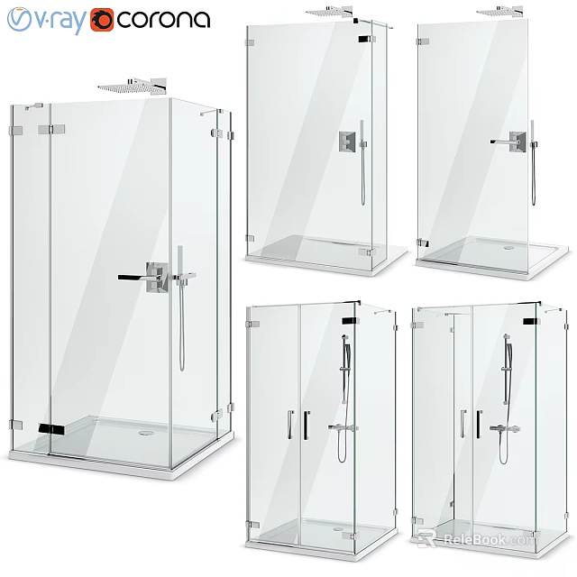Modern Transparent Glass Shower Sauna Designs With Various Structures And Styles 3d model 