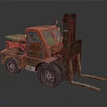 Old Rusty Forklift with Heavy Duty Forks and Vintage Design for Industrial Cargo Handling