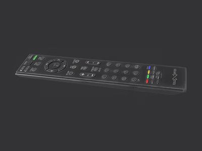 Television Remote Control with Multiple Buttons and Colorful Function Keys 3d model