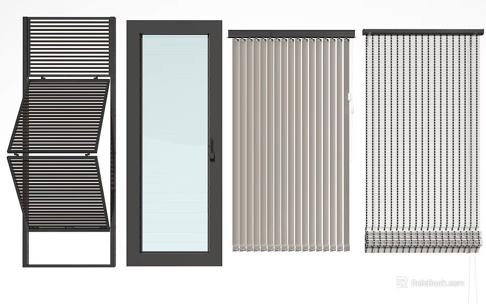 Modern Vertical Blinds With Various Designs And Color Options For Window Treatments 3d model 