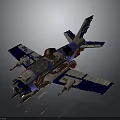 Blue And Silver Spacecraft Design With Mechanical Engine And Cockpit Details