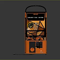 Orange Basketball Arcade Machine With Hoop Net Enclosure And Control Panel
