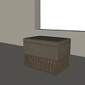 Brown Upholstered Stool With Fringe Detailing In Modern Minimalist Setting