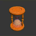 Orange Textured Hourglass Design With Transparent Sand Chamber And Decorative Base