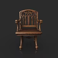 Vintage Wooden Armchair With Intricate Carved Backrest Ornate Armrests And Decorative Legs