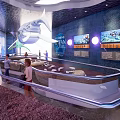 Cultural Center Marine Life Exhibition With Large Fish Model And Digital Display Screens