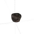 Ancient Textured Ceramic Vessel With Rough Surface On Black Background 3d model