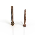 Pair of Antique Architectural Columns With Textured Surface And Ornate Bases