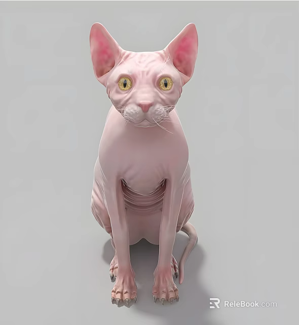 Pink Reptile With Large Yellow Eyes Sitting On Light Gray Background Looking Forward 3d model 