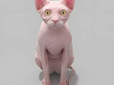 Pink Reptile With Large Yellow Eyes Sitting On Light Gray Background Looking Forward 3d model