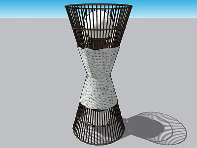 Modern Floor Lamp With Black Woven Frame And White Patterned Middle Design 3d model