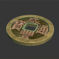 Golden Ancient Coin Design Jewelry Pendant With Chinese Characters And Round Shape