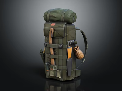 Green Tactical Backpack With Durable Material Adjustable Straps And Utility Pouch 3d model