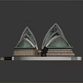Sydney Opera House Architectural Model With Iconic Shell Roof And Display Base