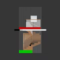 Modern Architectural Model Structure With Wooden Staircase Railing Red Mat And Green Block