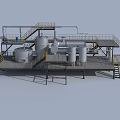 Industrial Processing Equipment System With Steel Tanks Pipes Platforms And Staircases