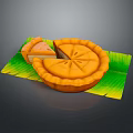 Delicious Orange Sliced Pie Served On Fresh Green Leaf Mat With Golden Crust