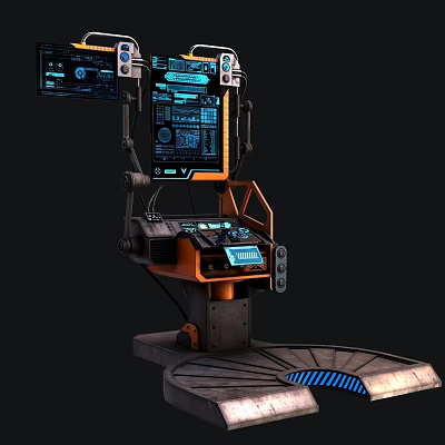 Advanced Computer Workstation With Multiple Screens Tech Data Interfaces And Mechanical Circular Base 3d model