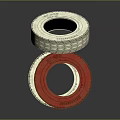 Colored Stacked Tires With Red And White Tread Patterns And Layered Design