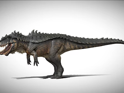 Realistic 3D Model of Predatory Dinosaur With Sharp Teeth and Spiked Back 3d model