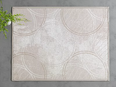 Square Light Beige Rug With Circular Textured Patterns For Living Room Home Decor 3d model