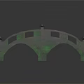 Green Stone Arch Bridge Model With Ornate Railings And Arched Structure