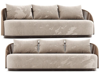 Milan fabric three-seat sofa 3d model