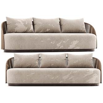 Milan fabric three-seat sofa 3d model