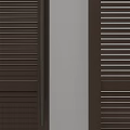 Modern Wooden Hinged Door Design With Vertical Slats And Dark Finish