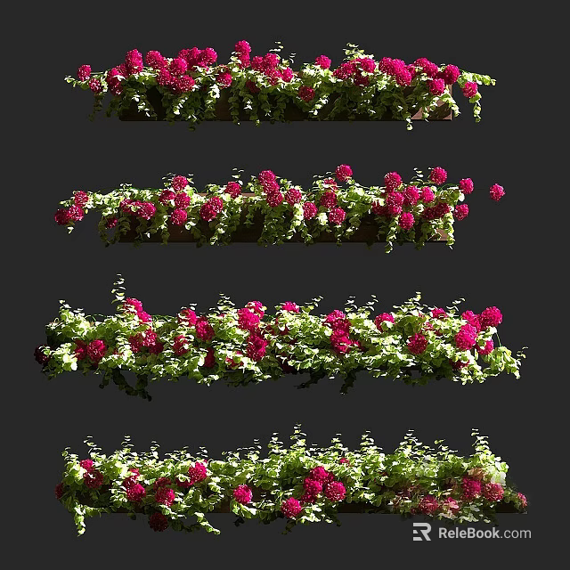 Shower Sauna Environment With Hanging Red Flowers And Green Leaves Decoration 3d model 