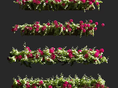 Shower Sauna Environment With Hanging Red Flowers And Green Leaves Decoration 3d model