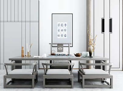 New Chinese Tea Table and Chair 3d model