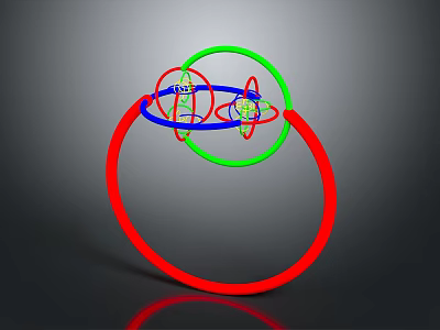 Children Learning Geometric Shapes With Colorful Red Green Blue Rings And Spheres 3d model