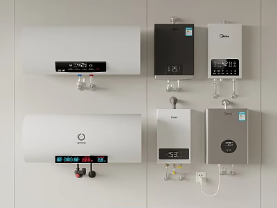 Different Types of Household Water Heaters as Essential Electrical Appliances for Home Use 3d model