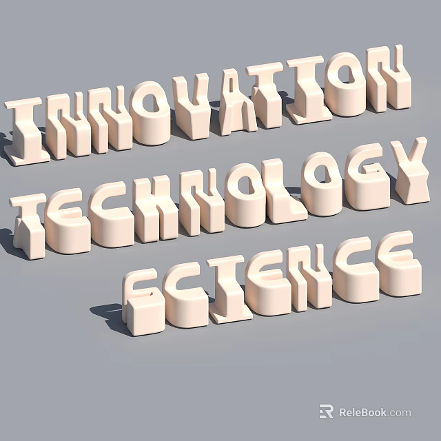3D Rendered Innovation Technology Science Letters In Modern Display Design 3d model 