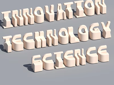 3D Rendered Innovation Technology Science Letters In Modern Display Design 3d model