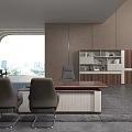 Modern Bright Executive Office With Premium Desk Storage Bookshelf And Comfortable Lounge Area