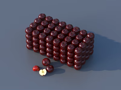 Ripe Dark Red Berry Bush With Stacked And Scattered Fresh Berries 3d model