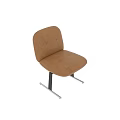 Modern Brown Leather Dining Chair With Padded Seat Button Tufted Backrest And Metal Legs