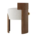 Modern Accent Chair with Walnut Wood Frame Beige Plush Cushion and Contemporary Design