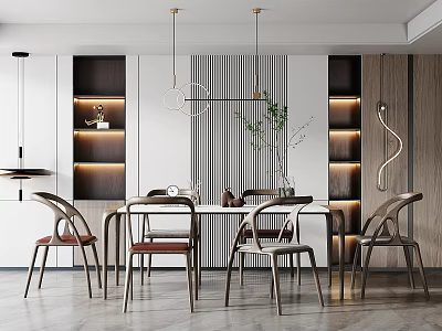 Modern Dining Table and Chair Combination 3d model