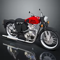 Royal Enfield Red Vintage Motorcycle With Black Seat And Spoked Wheels