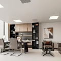 Spacious Modern Office Interior With Desk Chairs Bookshelves And Floor to Ceiling Windows
