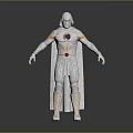Game And Movie Character With White Cloak Yellow Accents And Circular Chest Emblem