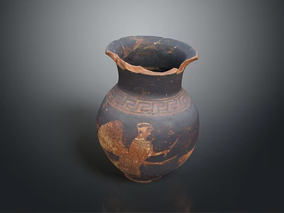 Ancient Greek Vase With Figural Design Geometric Patterns And Traditional Terracotta Craftsmanship 3d model