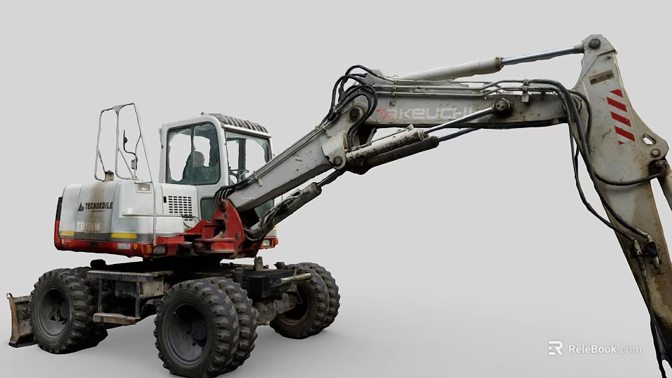 KUBOTA Wheeled Excavator Utility Vehicle With Extended Mechanical Arm And Large Tires 3d model 